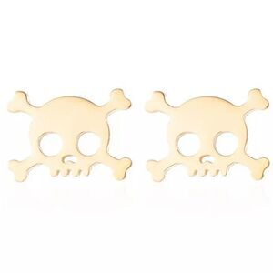GOLD Skull and Crossbones Earring Pair
